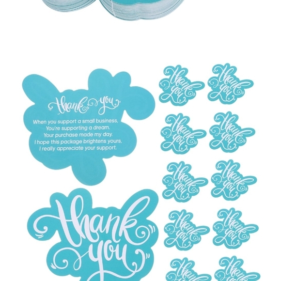 Thank You Note 12 Pc Card Custom Teal White Cute Cool Merch Swag Seller - Picture 1 of 17